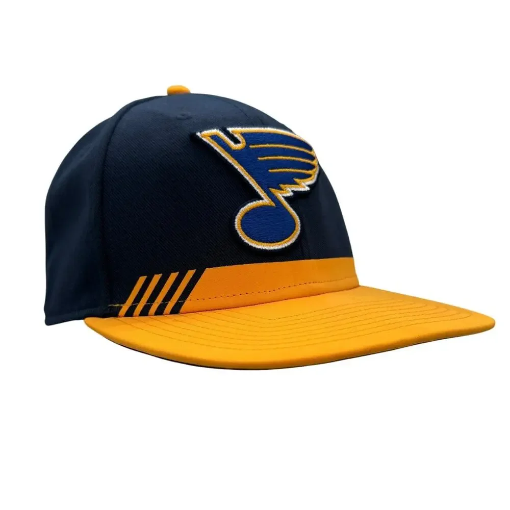 Fanatics St Louis Blues Authentic Pro Snapback Hat NHL Navy Gold Flat Bill